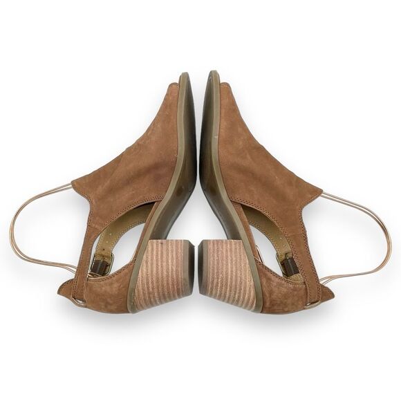 Lucky Brand Bannah Open Toe Sandal CutOut Booties in Walnut Brown Suede Size 7.5 - Picture 12 of 16